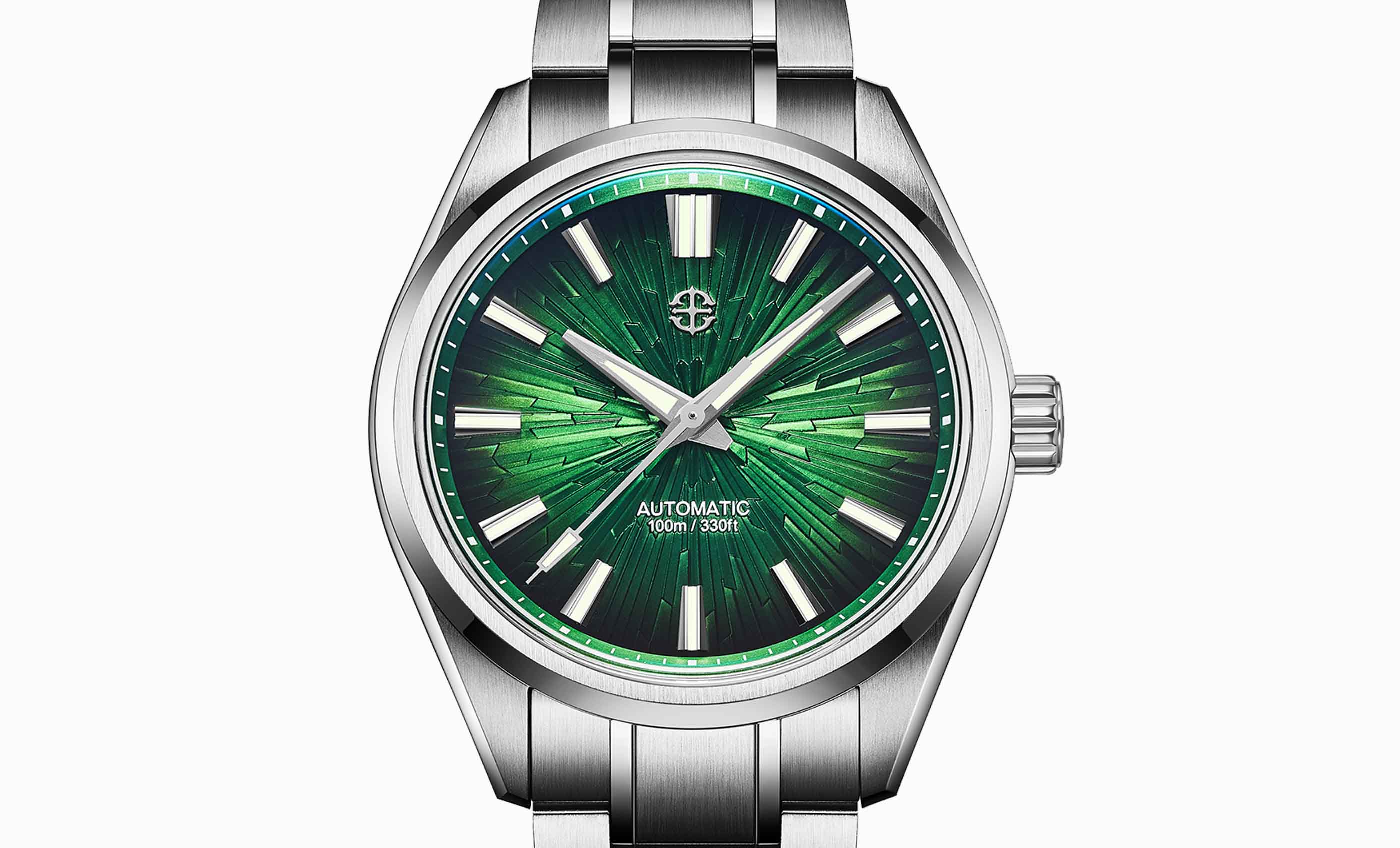 ダークグリーンストーンのリング Green Shard Fumé Dial Automatic (PT5000) | AETHELSOHN