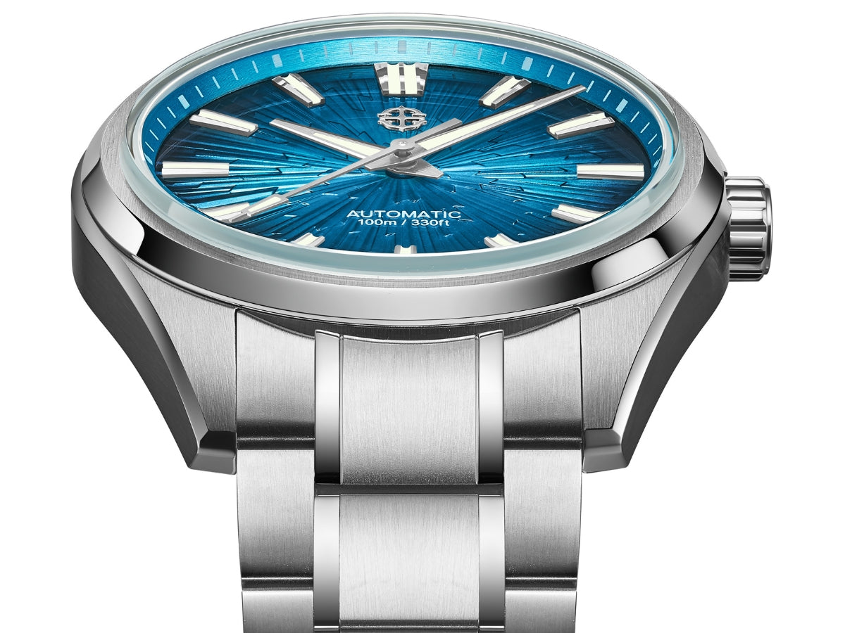 Aqua Shard box-domed sapphire crystal side view
